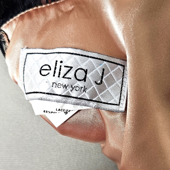 Classy Eliza J New York Black Lace & Nude Champagne Elegant Lady Cocktail Dress - Picture 3 of 15